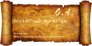 Oszlányi Auróra névjegykártya